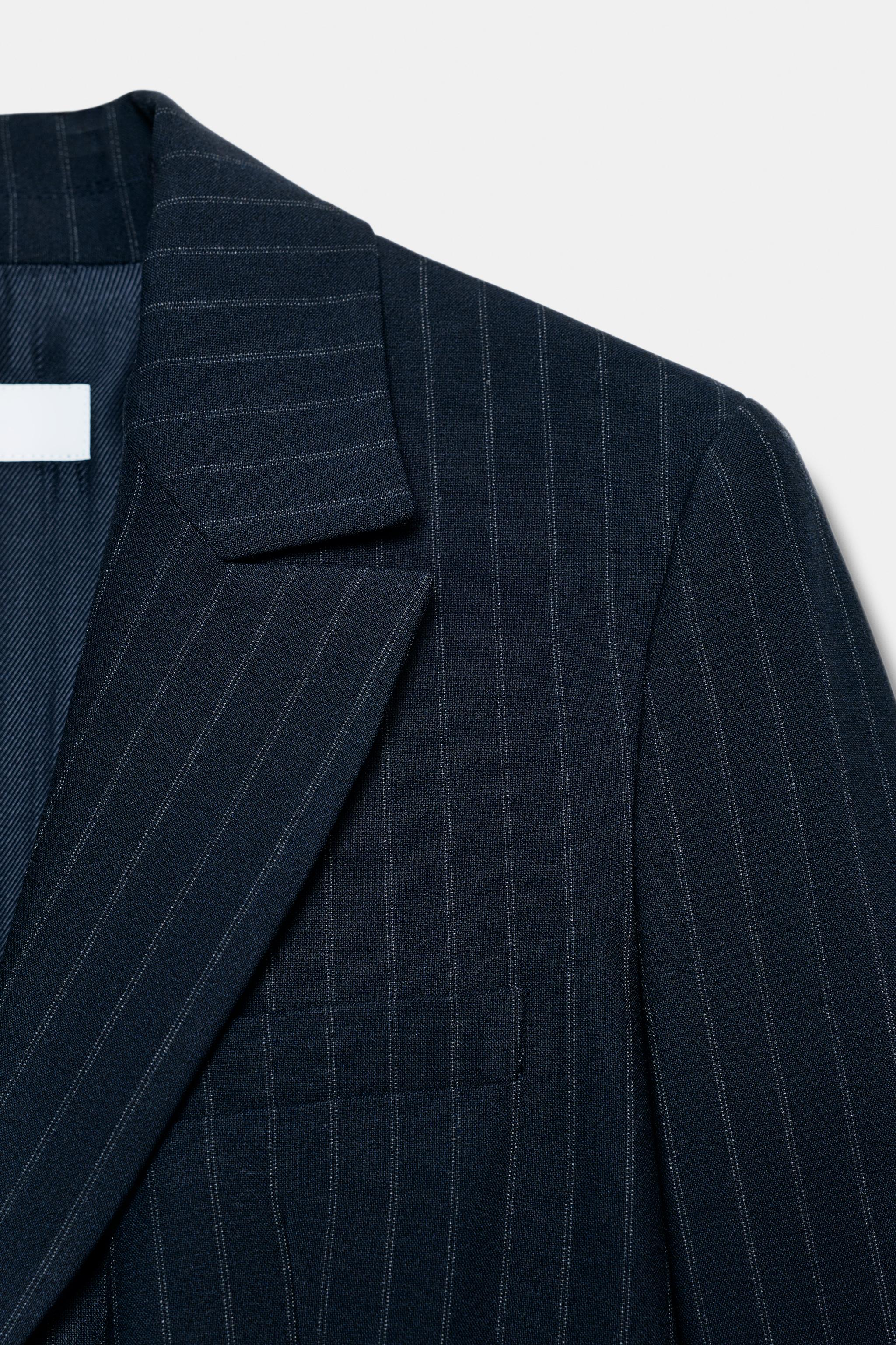 PINSTRIPE BLAZER WITH SHOULDER PADS